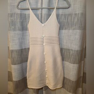 Women’s Cream Knit Button-Front Dress